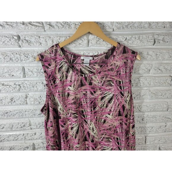 Dress Barn Womens Top 18 20 Plus Tank Purple Geometric Crepe Polyester GEO26E - Picture 2 of 7